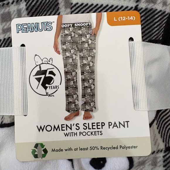 Peanuts Snoopy Women’s Sleep Pants With Pockets Size L 12/14 New With Tags - Picture 2 of 7